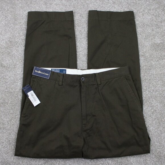 Polo Ralph Lauren Prospect Pants NWT Mens 34x30 Brown Flat Front Chino